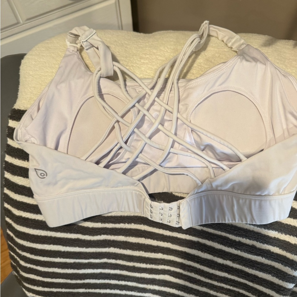 Sweat & Milk White Strappy Back Nursing Sports Bra